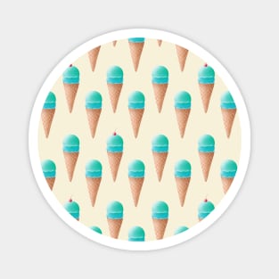 Blue Ice Cream Pattern - Cream Magnet